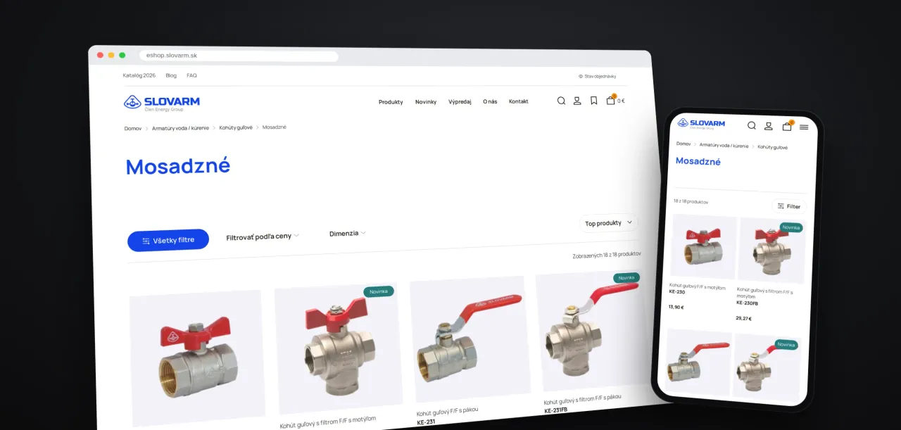 Ball valve catalogue in the Slovarm online store on desktop and mobile